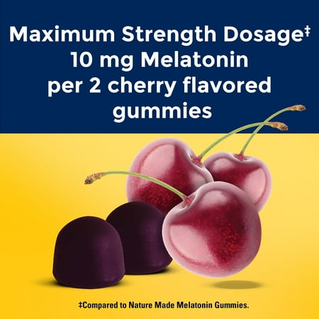 Nature Made Time Release Melatonin 10mg Gummies, 100% Drug Free Sleep Aid for Adults, 80 Melatonin Gummies, Sleep Support Supplement