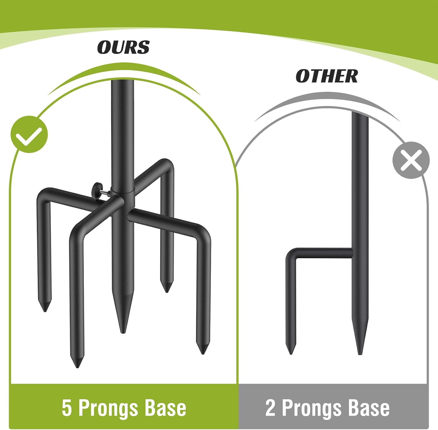 Bird Feeder Pole 76 Inches Shepherd Hooks for Outdoor, Heavy Duty Bird Feeder Pole for Garden Decor, Black Shepherd Stand for Plant Baskets Wind Chime with 5 Base Prongs