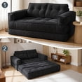 thumbnail image 3 of Leumius 2 Seater Modular Corduroy Sofa with Chaise Lounge,2-in-1 Boneless Convertible Floor Couch,Lazy Double Sofa with Armrest for Living Room Bedroom Apartment Game Guest Room,Black, 3 of 11