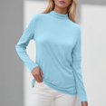thumbnail image 6 of TRUBKH Long Sleeve Shirts for Women Turtleneck Tops for Women Going Out Tops for Women Cute Cowgirl Outfits Shirts Round Neck Long Sleeve Fall Tops Blouses Clothes Smocked Tops Women Light Blue S, 6 of 7