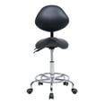 thumbnail image 2 of Ergonomic Office Chairs, Saddle Stool Chair with Backrest Swivel Hydraulic Ergonomic Tilt Seat Chair with Wheels Footrest for Medical Hospital Clinic Dental-Black, Black Office Chairs, 2 of 15