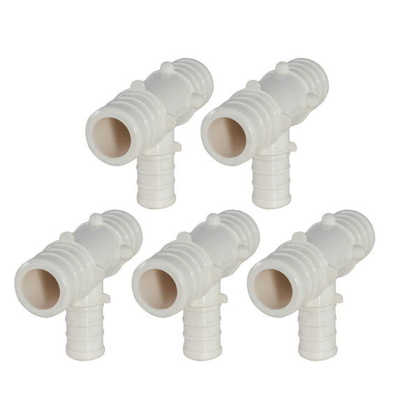 Supply Giant 5-3410PPRT Plastic PEX Poly Alloy Reducing Tee Barb Pipe Fitting 1 x 1 x 3/4 Inches Pack of 5