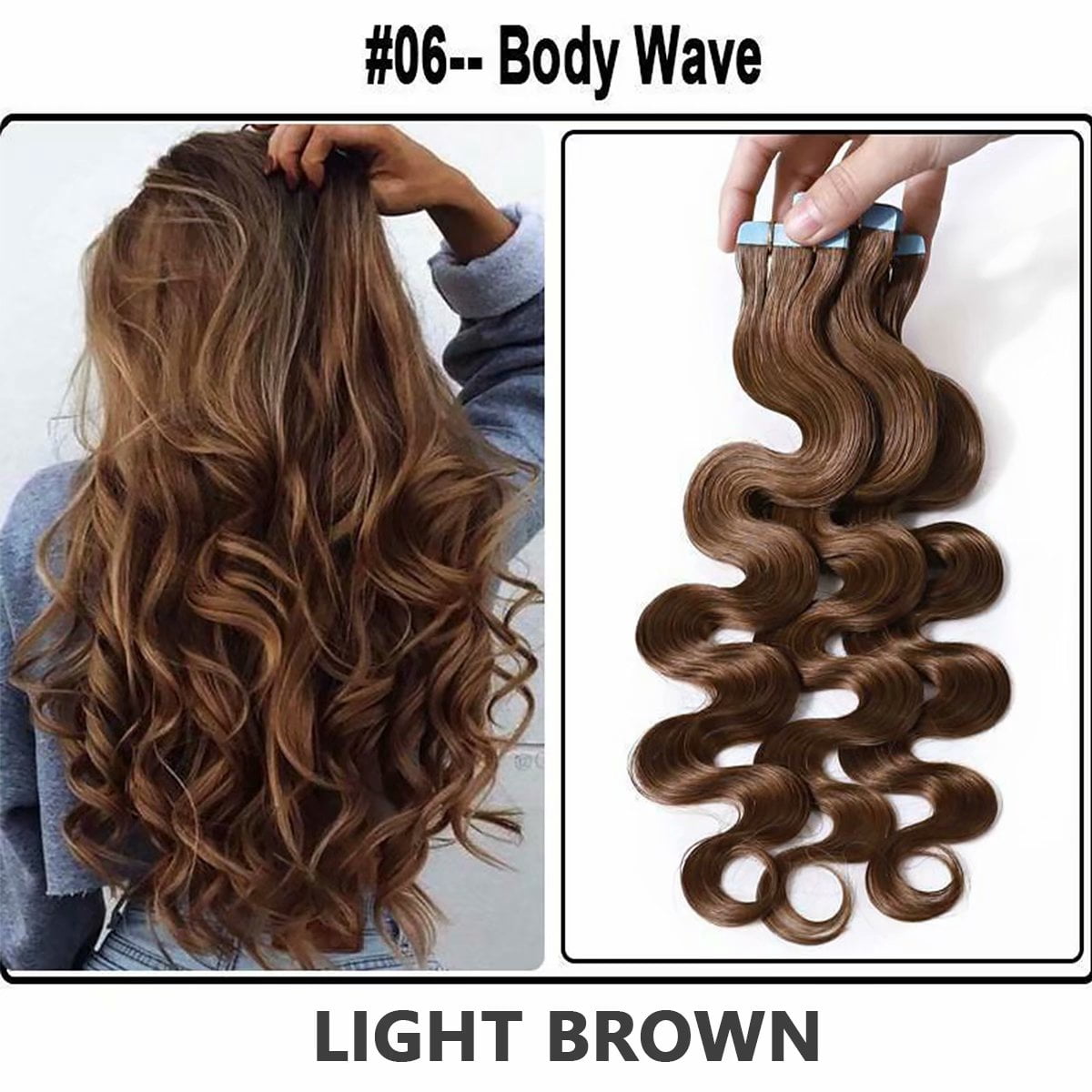 Body Wave Tape in Hair Extensions Human Hair, Body