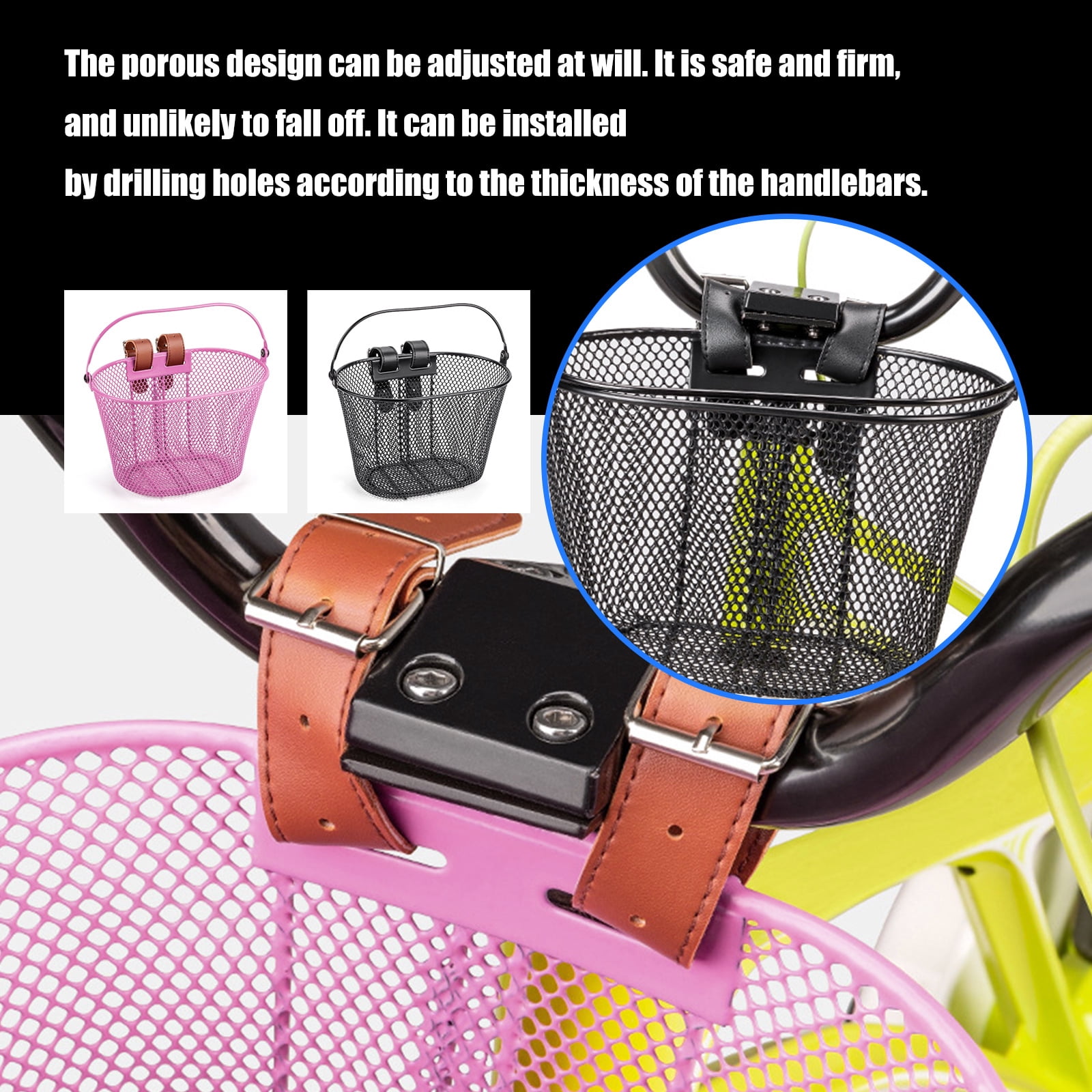 Waterproofs Metal Bicycles Basket Detachable Bikes Front Handlebars Basket Childrens Bicycles Tricycle Basket Enduring