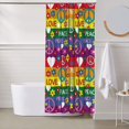thumbnail image 6 of Shower Curtain, Rainbow peace sign cute Waterproof Fabric Plastic Shower Curtain, Drying Fast Bathroom Curtain with 9 Buttonholes, Ruffle Shower Curtain 60x72in, 6 of 8