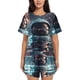 thumbnail image 1 of Balery Astronaut Helmet Reflections Conjunto de Pijama para Mujer con Estampado, Dos Piezas de Manga Corta y Shorts, Ropa de Dormir Suave con Cuello Redondo y Bolsillos-XX-Large, 1 of 6