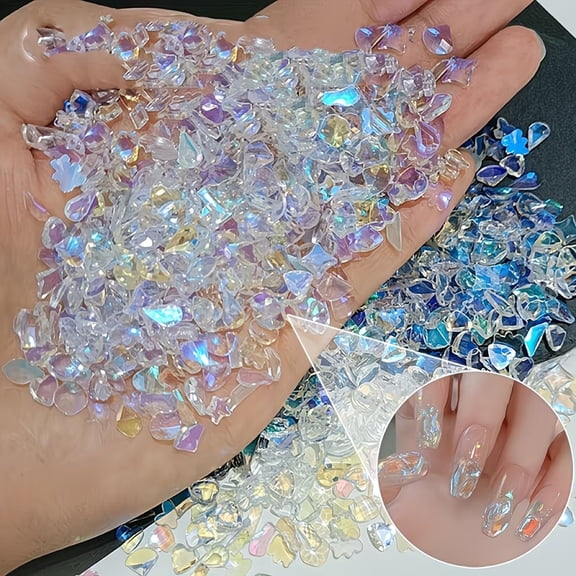 100 Pieces Iridescent Resin Rhinestones for Nail Art - Vibrant Gemstones for DIY Nail Decorations
