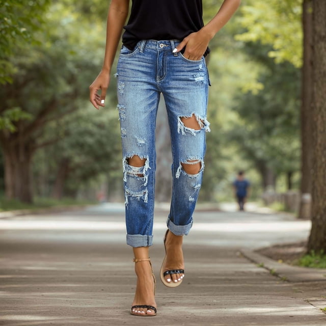 WILLBEST Pantalones Casuales para Mujer, Vaqueros Elásticos de Corte Acampanado, Cómodos para Uso Diario, Pantalones de Mezclilla elegantes para Todas Las Ocasiones Chica