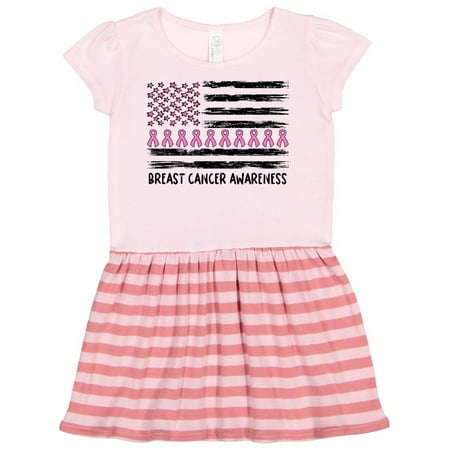 

Inktastic Breast Cancer Awareness Pink Ribbons and Flag Gift Toddler Girl Dress