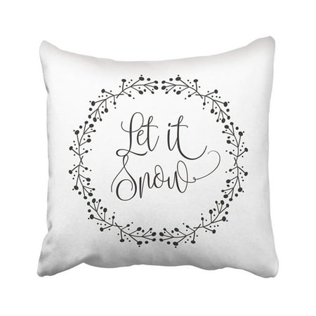 Christmas Related Designs BPBOP Calligraphy Christmas Related Word Design With Circle Floral For Let It Snow Cursive Pillowcase Pillow Cover 18x18 inches ()