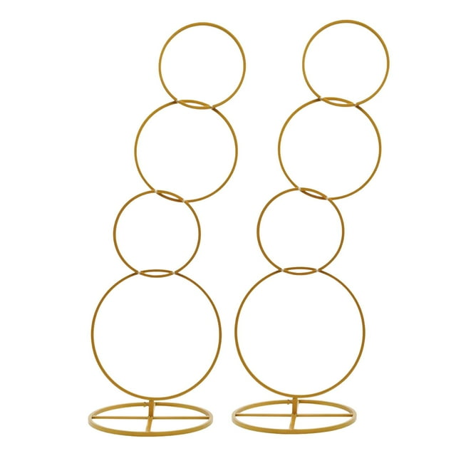 Luzkey Wedding Arch Stand Flower Arch Frame with Base Large Round Backdrop Stand for Stage Display Graduation Anniversary Decoration Gold 2PCS