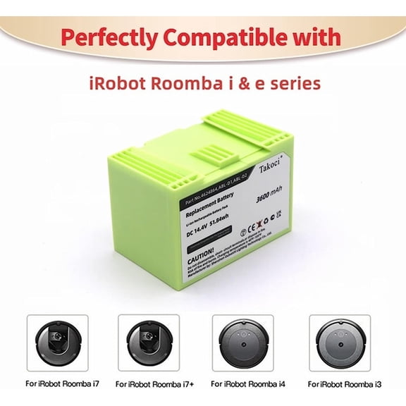 14.4V 3400mAh Replacement i7 Battery Compatible with iRobot Roomba i and e Series, i7 i7 i8 i6 i4 i4 i3 i3 J7 J7 i7158 7150 7550 7158 e5 e5150 e5152 e5154 e6 e6198 etc