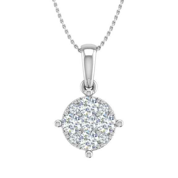 0.35 Carat Diamond Solitaire Pendant in 14K White Gold (Silver Chain Included) (SI1-SI2 Clarity)