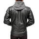 thumbnail image 3 of Chamarra de piel negra para caballero con capucha de tela para sudadera desmontable, cuello de solapa, 2 bolsas de pestaña en pecho y 2 bolsas en cadera, doble cierre de zíper de plástico y metálico Castelli Leather Authentic Hugo Con capucha y cierre doble, 3 of 4