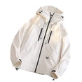 thumbnail image 3 of Women Lightweight Hiking Jackets Waterproof Outdoor Zipper Hooded Jacket Golf Athletic Climbing Rain Coats Beige, 3XL, 3 of 7