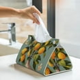 thumbnail image 6 of Uemuo Retro Warm Lemon Flower Pattern Tissue Box Cover Holder, Triangle with Bottom Belt - PVC Leather Decorative Organizer for Tabletop, Bathroom, Car, Office, 6 of 9