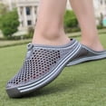 thumbnail image 2 of Mens Slippers,Couples Solid Color Bag Toe Breathable Non- Slippers for Outdoor Indoor,Slippers for Men,Grey,10, 2 of 9