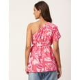 thumbnail image 2 of Moomaya Women's Printed One Shoulder Casual Top, Regular Fit Peplum Short Top, 2 of 8