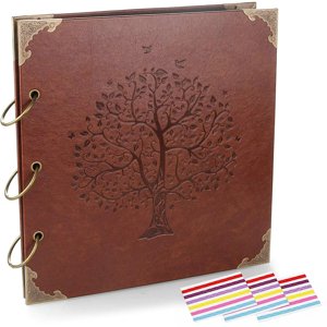 BEVTEE Vintage Leather DIY Scrapbook Album, 10x10 Inch 50 Pages