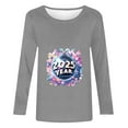thumbnail image 4 of Styesk Chemises à Manches Longues pour Femmes Nouvel An T-shirt Décontracté Imprimé Col Rond Manches Longues, 4 of 4