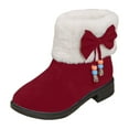 thumbnail image 4 of Rokment Bow Mid Calf Snow Boots for Women Girls 2025 Ethnic Fuzzy Warm Suede Bowknot Short Dress Ankle Booties, 4 of 6