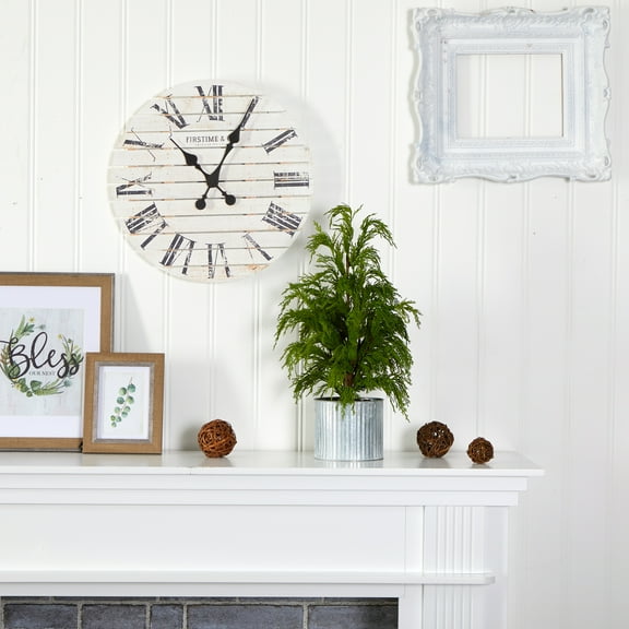 Nearly Natural 20" Cedar Pine Artificial Christmas Tree in Decorative Planter