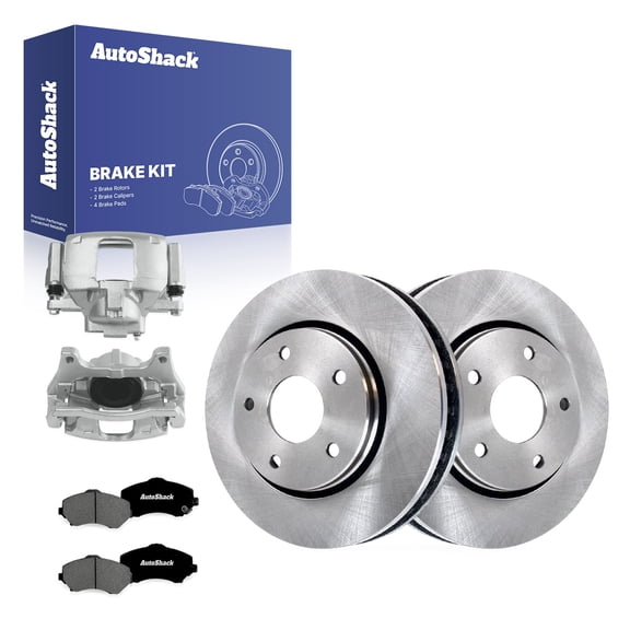 AutoShack Front Vented Brake Rotors   Premium Ceramic Pads   Calipers 8-PC Brake Kit Replacement for 2009-2012 Dodge Journey 11.89" (302 mm)