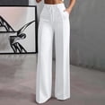thumbnail image 2 of VEKDONE Womens Suit Trousers High Waisted Drawstring Straight Leg Pants Dressy Business Work Dress Trousers Office Palazzo Pants with Pockets White M, 2 of 9