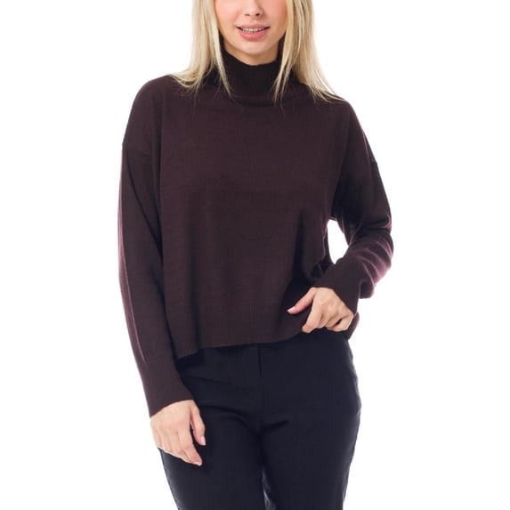 MixMatchy Women's Drop Shoulder Boxy Crewneck Crop Knit Sweater