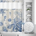 thumbnail image 2 of No Hook Shower Curtain, Blue Coastal Starfish Shower Curtains for Bathroom with See Through Top Window, Beach Ocean Nautical Shells Conch Waterproof & Washable Bath Curtain 60"x72", 2 of 9