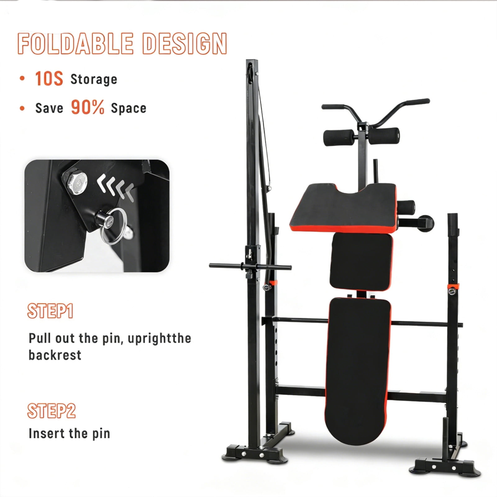 1500LBS 8-in-1 Adjustable Olympic Weight Bench with Squat Rack & Leg Developer, Multi-Function Home Gym Workout Station for Full-Body Strength Training