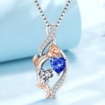 thumbnail image 6 of Taioiat Double Birthstone Necklaces for Women 18K Gold Plated Birthstone Rose Flower Jewelry Anniversary Valentines Day Mother's Day Birthday Gifts for Her Wife Girlfriend Mom, 6 of 7