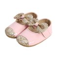 thumbnail image 6 of Jxzom Infant Baby Girls First Walkers Princess Shoes Solid PU Sequins Bow Lace Up Glitter Crib Sole Sneaker, 6 of 7