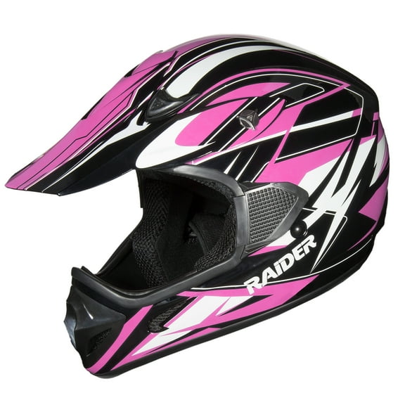 Raider Motocross ATV Off-Road RX1 Open Face Adult Helmet DOT Approved - Pink - Large