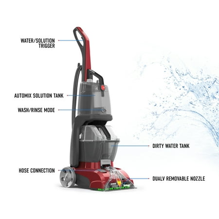 Hoover - Power Scrub Deluxe Corded Carpet Upright Deep Cleaner - Red