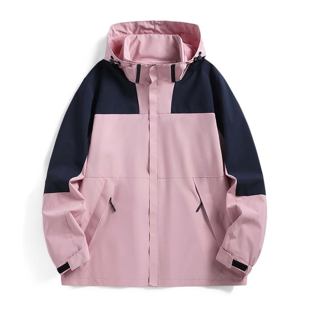 LOVZFMLL Jackets for Men Detachable Hat Man Windproof Water Prooft Zipper Pocket Drawstring Hooded Outdoor Jacket Coat
