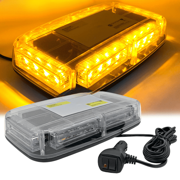 Luz de techo para automóvil de 24 LED, mini luz de advertencia de fila corta, luz estroboscópica de mandril magnético fuerte, luz de techo de 12-24 V