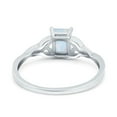 thumbnail image 3 of Emerald Cut Engagement Ring Lab Created White Opal Solid 925 Sterling Silver Size 10, 3 of 6