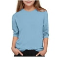 thumbnail image 2 of Fesfesfes Spring Summer Kids Girls Boys Long Sleeve Basic T Shirt Solid Color Casual Tee Shirt Round Neck Pullover Tops Clothes 5-13Years(Light Blue,11 Years), 2 of 6