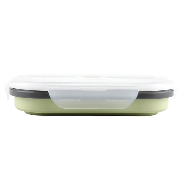 Fdit Food Grade Silicone Foldable Lunch Box Portable Rectangle Food Storage Container, Food Container, Folding Lunch Box