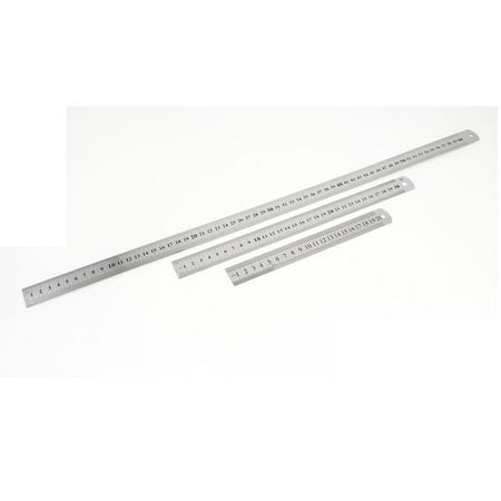 Unique Bargains Home Metric 20cm 30cm 60cm Scale Measuring Straight Ruler Silver Tone 3 in 1