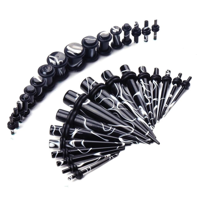 Kit de Estiramiento de Tapones para Los Oídos perfecl 32 Piezas Negro B-negro