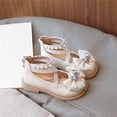 thumbnail image 5 of Jinhomg Girls Bow Dress Shoes Toddler Mary Janes Shoes Little Girl School Uniform Oxford Shoes for Girl Flats Beige 35, 5 of 9