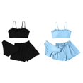thumbnail image 1 of (2-Pack) Rinsvye Girls Solid Ruffle Trim 3 Piece Swimsuit Set Bathing Suit With Tankini And Skirt For Kids Beach Swimming Pool, 1 of 7