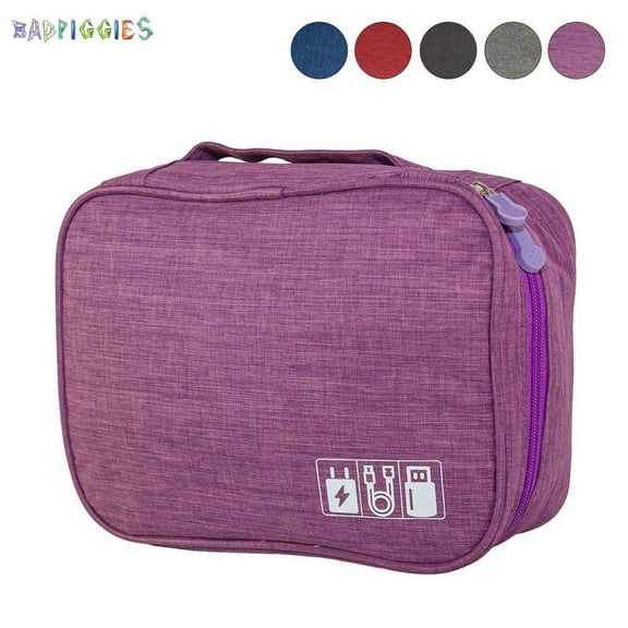 BadPiggies Electronics Accessories Organizer Waterproof Cosmetic Case Travel Storage Bag for USB Cables, Camera, Power Bank