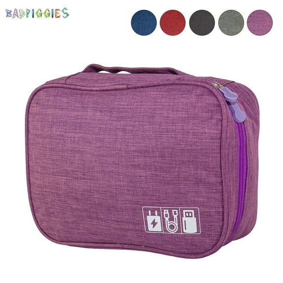 BadPiggies Electronics Accessories Organizer Waterproof Cosmetic Case Travel Storage Bag for USB Cables, Camera, Power Bank