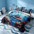 thumbnail image 3 of Erosebridal Ocean Shark Twin Quilt Set, Sea Fish Twin Coverlet Set, Black Reversible 2 Pieces, 1 Bedspread and 1 Pillowcase, 3 of 7