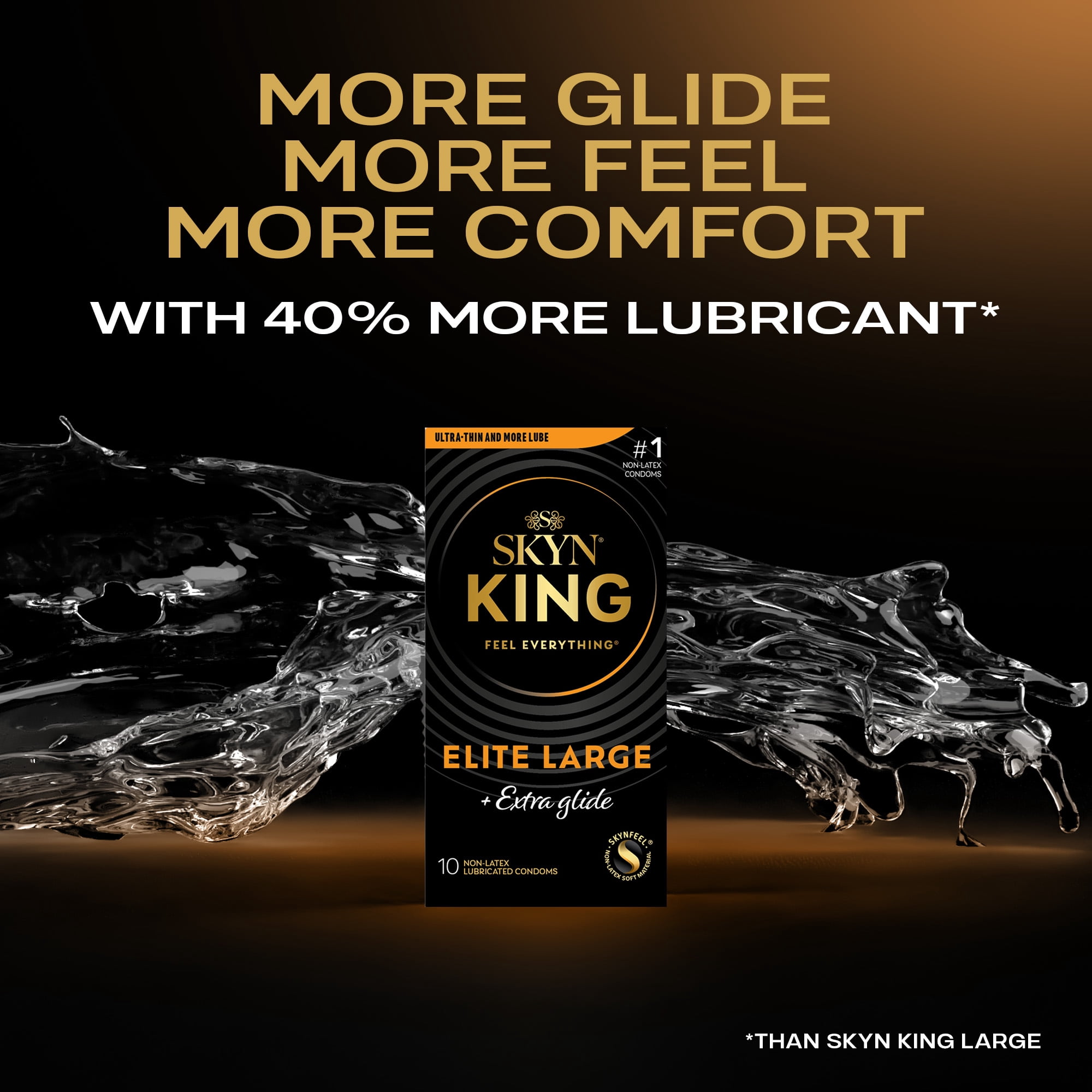 SKYN King Elite Large Extra Glide Non-Latex Condoms, 10 Count – Extra Glide for Extra Comfort