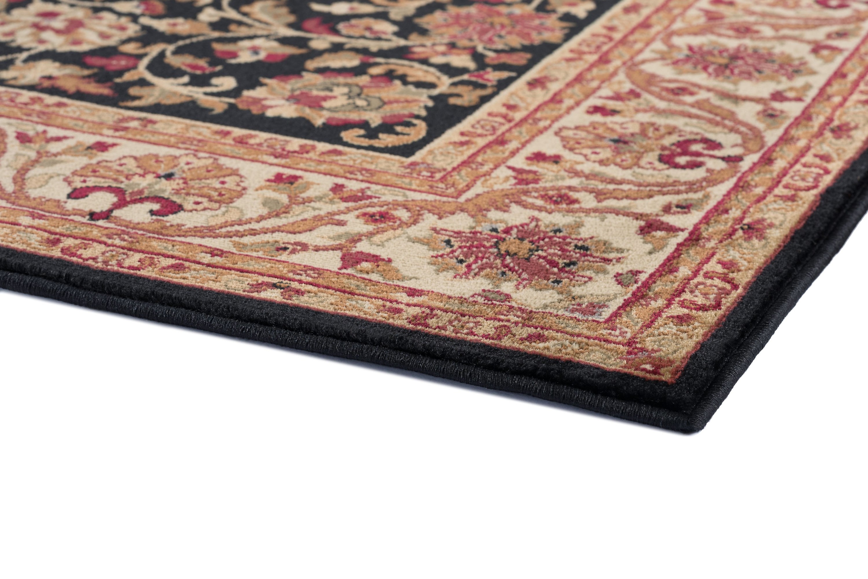 Traditional 2x3 Area Rug (2' x 3') Border Black, Beige Indoor Scatter Easy to Clean