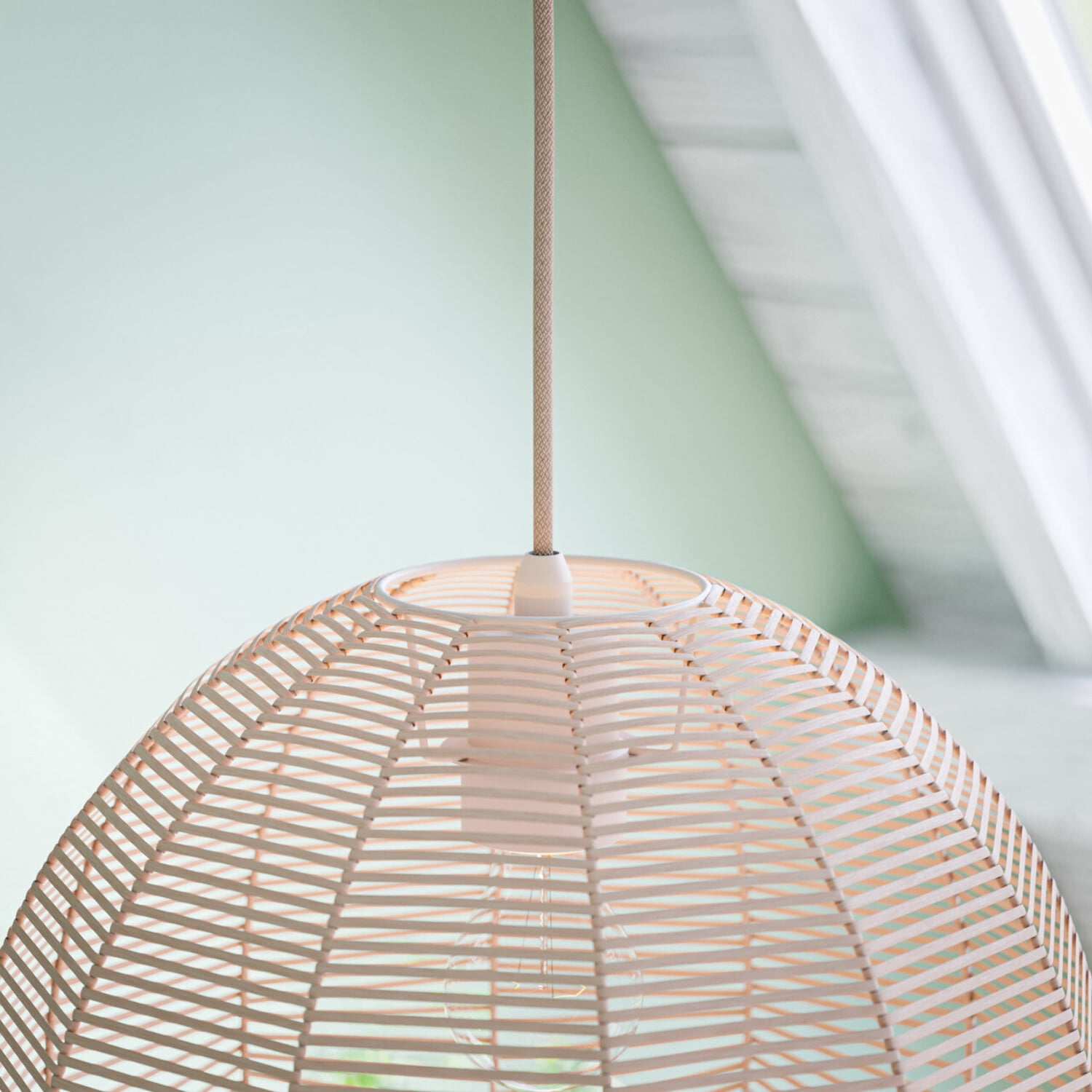 Noel 1-Light Rattan Pendant - White